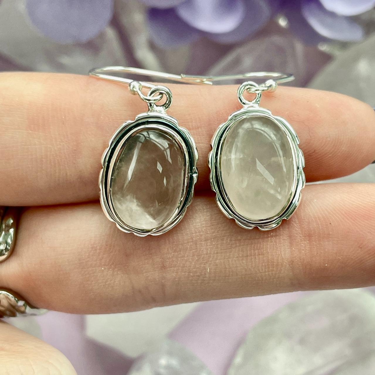 Sterling Silver Earrings - Rose Quartz - 07 Sterling Silver Earrings - Rose Quartz - 07